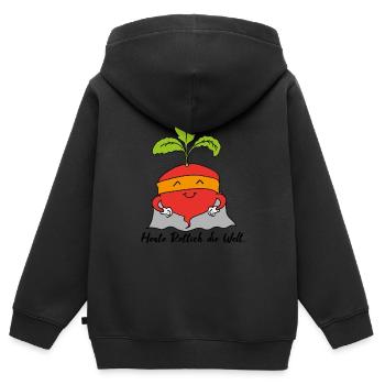 Heute Rettich die Welt - Kinder Premium Organic Zip Hoodie - Schwarz - Hinten - AI Model Kid Male (0cm)
