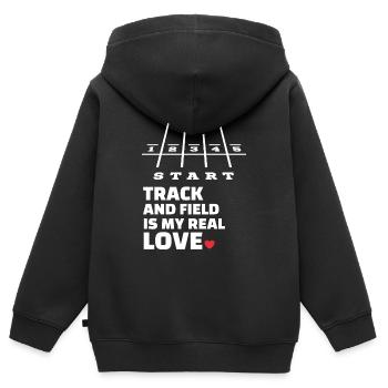 Ich Liebe Leichtathletik - Kinder Premium Organic Zip Hoodie - Schwarz - Hinten - AI Model Kid Male (0cm)