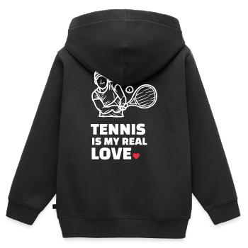Ich Liebe Tennis - Kinder Premium Organic Zip Hoodie - Schwarz - Hinten - AI Model Kid Male (0cm)