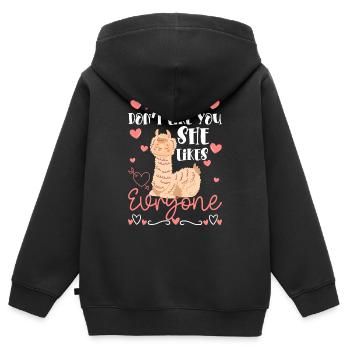Lama Flauschig Fell Wolle - Kinder Premium Organic Zip Hoodie - Schwarz - Hinten - AI Model Kid Male (0cm)