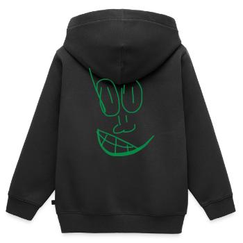 Abstraktes Gesicht auf weissem T-Shirt - Kinder Premium Organic Zip Hoodie - Schwarz - Hinten - AI Model Kid Male (0cm)