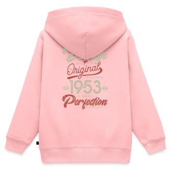 1953 anniversaire vintage 70 ans - Sweat Premium à capuche zippé enfant bio - rose - Dos - AI Model Kid Female (0cm)