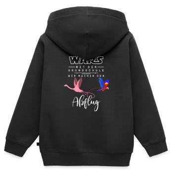 Das Wars Mit Der Grundschule Papagei Flamingo - Kinder Premium Organic Zip Hoodie - Schwarz - Hinten - AI Model Kid Male (0cm)