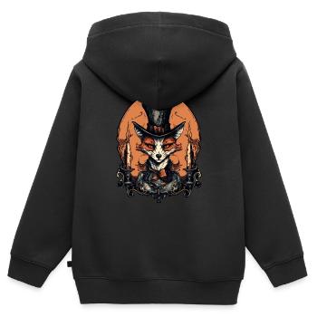 Gothic fox with top hat - Kids Premium Organic Zip-up Hoodie - black - Back - AI Model Kid Male (0cm)