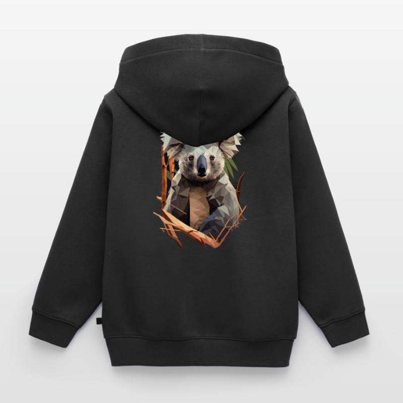 Mignon koala avec eucalyptus dans le style polygone Sweat Premium à capuche zippé enfant bio