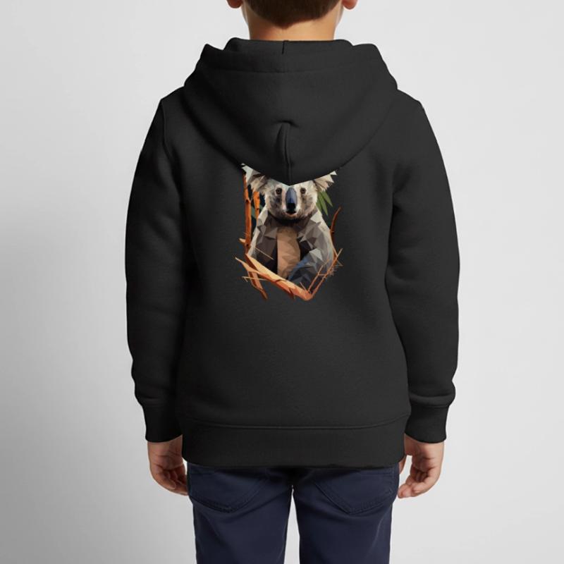 Mignon koala avec eucalyptus dans le style polygone Sweat Premium à capuche zippé enfant bio