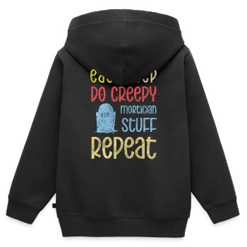 Totengräber Friedhof Sarg Trauer - Kinder Premium Organic Zip Hoodie - Schwarz - Hinten - AI Model Kid Male (0cm)