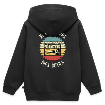 je prête pas mes outils - Sweat Premium à capuche zippé enfant bio - noir - Dos - AI Model Kid Male (0cm)