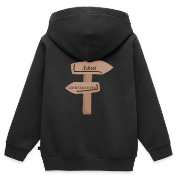 Einschulung - Kinder Premium Organic Zip Hoodie - Schwarz - Hinten - AI Model Kid Male (0cm)