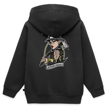 Feuerwehrfrau // Oldschool // Illustration - Kinder Premium Organic Zip Hoodie - Schwarz - Hinten - AI Model Kid Male (0cm)