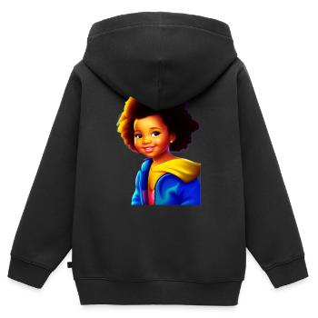 Samba Kids Fan Club. Achetez et soutenez! - Sweat Premium à capuche zippé enfant bio - noir - Dos - AI Model Kid Male (0cm)