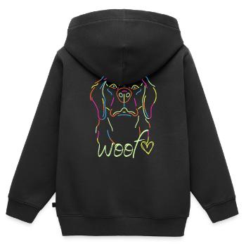 Schwarzes buntes Neon-Hunde-T-Shirt - Kinder Premium Organic Zip Hoodie - Schwarz - Hinten - AI Model Kid Male (0cm)