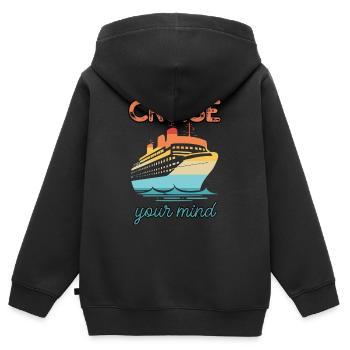 Kreuzfahrt mit dem Verstand | Fans von Kreuzfahrten - Kinder Premium Organic Zip Hoodie - Schwarz - Hinten - AI Model Kid Male (0cm)