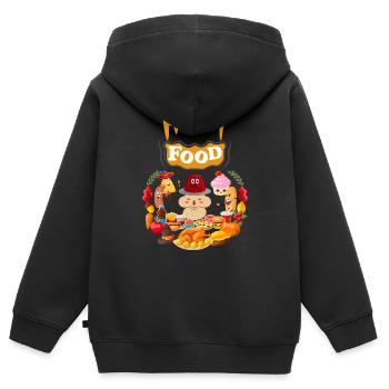 Glücklich essen, nicht gesund - Kinder Premium Organic Zip Hoodie - Schwarz - Hinten - AI Model Kid Male (0cm)