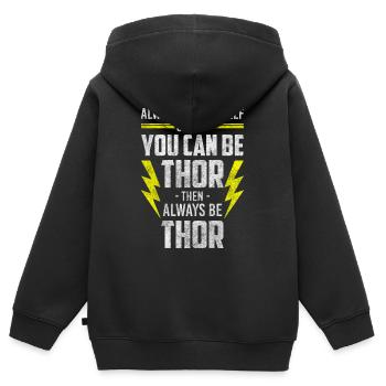 Symboles nordiques d’Asgard Thor - Sweat Premium à capuche zippé enfant bio - noir - Dos - AI Model Kid Male (0cm)