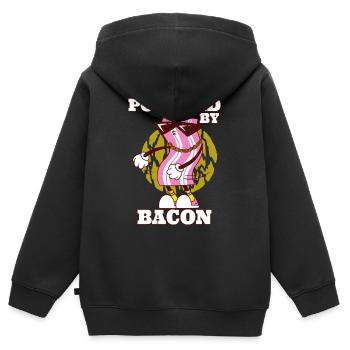 Powered by Bacon Funny Bacon Lover - Kids Premium Organic Zip-up Hoodie - black - Back - AI Model Kid Male (0cm)