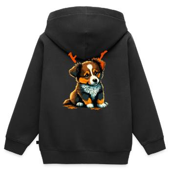Puppy 1 Hundewelpe - Kinder Premium Organic Zip Hoodie - Schwarz - Hinten - AI Model Kid Male (0cm)