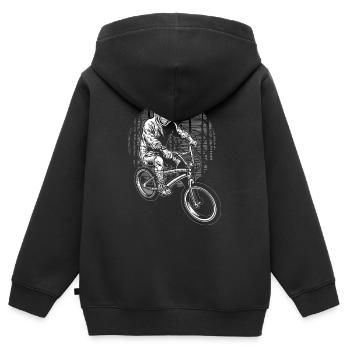 Fahrrad - Kinder Premium Organic Zip Hoodie - Schwarz - Hinten - AI Model Kid Male (0cm)