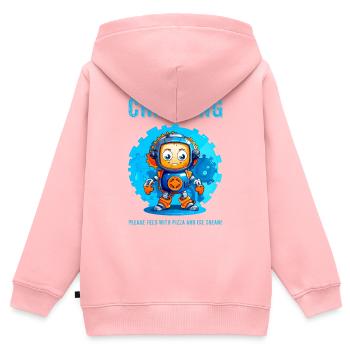 Robot Kid - Sweat Premium à capuche zippé enfant bio - rose - Dos - AI Model Kid Female (0cm)