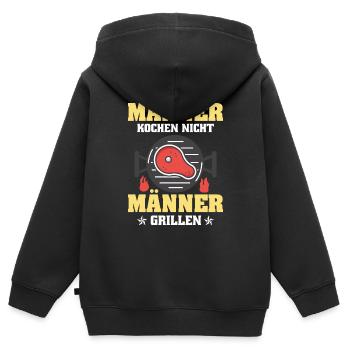 Männer kochen nicht - Männer grillen - Kinder Premium Organic Zip Hoodie - Schwarz - Hinten - AI Model Kid Male (0cm)