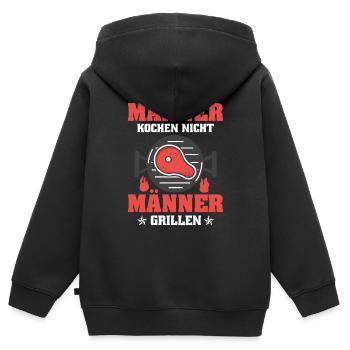 Männer kochen nicht - Männer grillen - Kinder Premium Organic Zip Hoodie - Schwarz - Hinten - AI Model Kid Male (0cm)