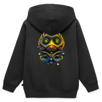 Monstres - Sweat Premium à capuche zippé enfant bio - noir - Dos - AI Model Kid Male (0cm)