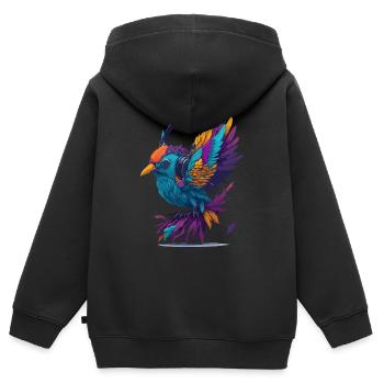 Musik Birdie - Kinder Premium Organic Zip Hoodie - Schwarz - Hinten - AI Model Kid Male (0cm)