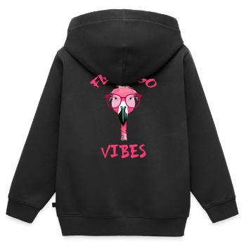 Flamingo-Vibes - Kinder Premium Organic Zip Hoodie - Schwarz - Hinten - AI Model Kid Male (0cm)
