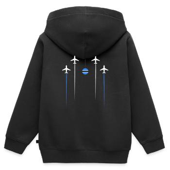 Botswana Airlines - Kinder Premium Organic Zip Hoodie - Schwarz - Hinten - AI Model Kid Male (0cm)