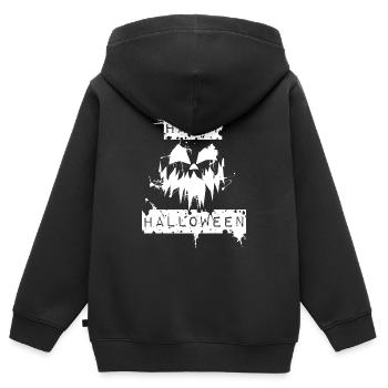 Kuerbis Happy Halloween Pumpkin weiss - Kinder Premium Organic Zip Hoodie - Schwarz - Hinten - AI Model Kid Male (0cm)