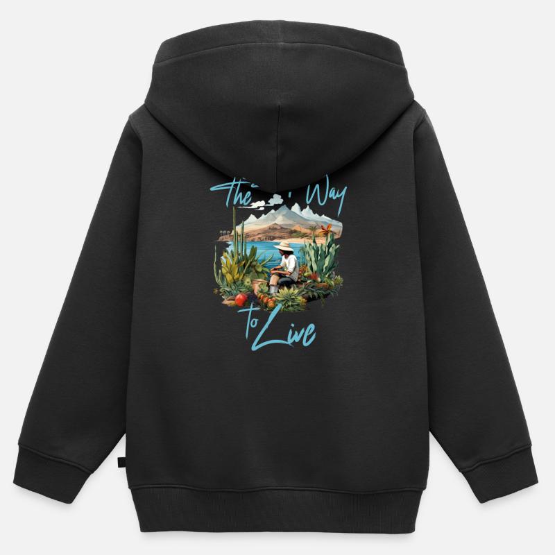 La façon simple de vivre - Sweat Premium à capuche zippé enfant bio - noir