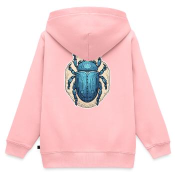Scarabée bleu - Sweat Premium à capuche zippé enfant bio - rose - Dos - AI Model Kid Female (0cm)