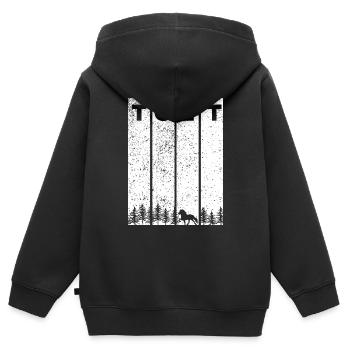 Tölt im Wald - Islandpferdereiter - Islandpferd - Kinder Premium Organic Zip Hoodie - Schwarz - Hinten - AI Model Kid Male (0cm)