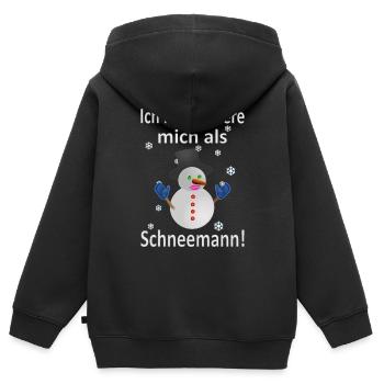 Schneemann Identität - Vers.1 - Kinder Premium Organic Zip Hoodie - Schwarz - Hinten - AI Model Kid Male (0cm)