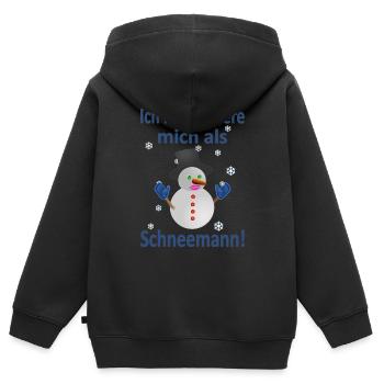 Schneemann Identität - Vers.2 - Kinder Premium Organic Zip Hoodie - Schwarz - Hinten - AI Model Kid Male (0cm)
