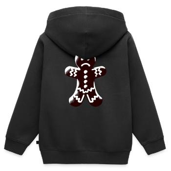 Bad Mood Gingerbread Man Christmas Biscuits - Kids Premium Organic Zip-up Hoodie - black - Back - AI Model Kid Male (0cm)
