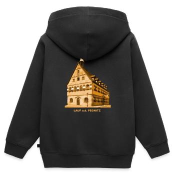 Mairie de Lauf Pegnitz, Franconie, Bavière - Sweat Premium à capuche zippé enfant bio - noir - Dos - AI Model Kid Male (0cm)