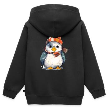 Oki der Weihnachtspinguin - Kinder Premium Organic Zip Hoodie - Schwarz - Hinten - AI Model Kid Male (0cm)