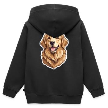 Niedliche Karikatur Goldener Retriver - Kinder Premium Organic Zip Hoodie - Schwarz - Hinten - AI Model Kid Male (0cm)