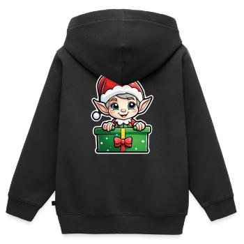 Elf Christmas Elf Gift Elf - Kids Premium Organic Zip-up Hoodie - black - Back - AI Model Kid Male (0cm)