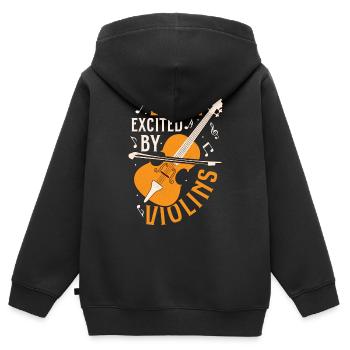 Facilement excité par les violons Violoniste Orchestre - Sweat Premium à capuche zippé enfant bio - noir - Dos - AI Model Kid Male (0cm)