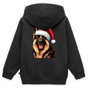 German Shepherd The Santa Claus - Kids Premium Organic Zip-up Hoodie - black - Back - AI Model Kid Male (0cm)