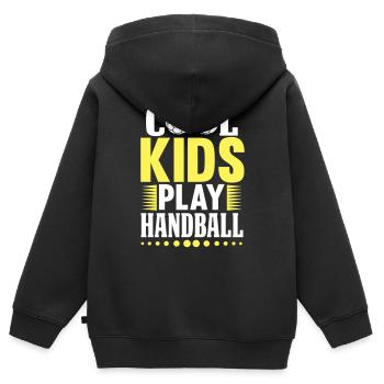 Kinder Handball - Kinder Premium Organic Zip Hoodie - Schwarz - Hinten - AI Model Kid Male (0cm)