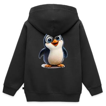 pingouin mignon pour les enfants - Sweat Premium à capuche zippé enfant bio - noir - Dos - AI Model Kid Male (0cm)