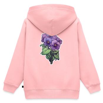 Pensée - Sweat Premium à capuche zippé enfant bio - rose - Dos - AI Model Kid Female (0cm)