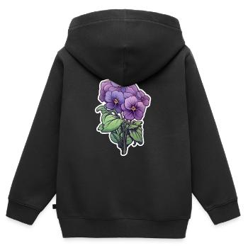 Pensée - Sweat Premium à capuche zippé enfant bio - noir - Dos - AI Model Kid Male (0cm)