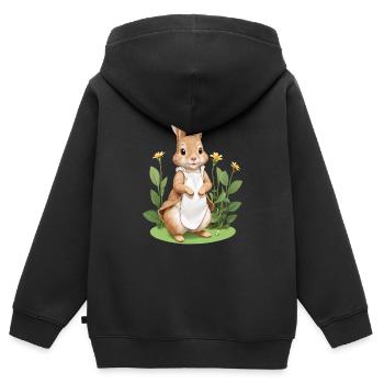 Niedlicher Hase braun 9 - Kinder Premium Organic Zip Hoodie - Schwarz - Hinten - AI Model Kid Male (0cm)