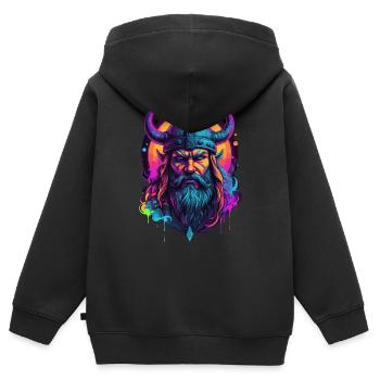 Colorful Viking - Kids Premium Organic Zip-up Hoodie - black - Back - AI Model Kid Male (0cm)