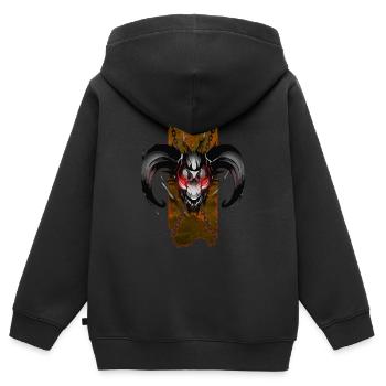 Dämonenkopf mit Hörnern und leuchtend roten Augen - Kinder Premium Organic Zip Hoodie - Schwarz - Hinten - AI Model Kid Male (0cm)