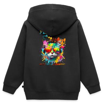 I'm so Funky. Keep your groove. Cat - Kids Premium Organic Zip-up Hoodie - black - Back - AI Model Kid Male (0cm)